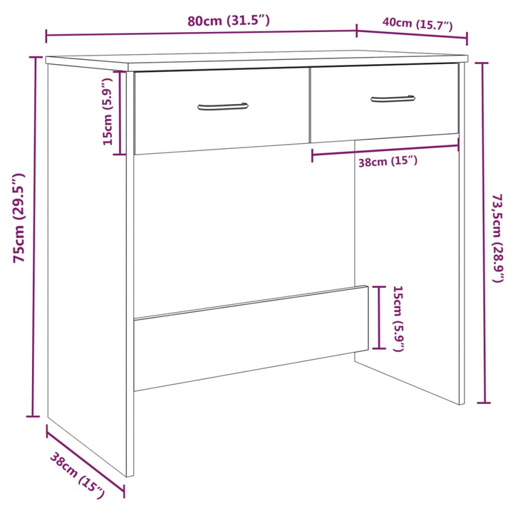 Sleek & Modern Brown Oak Work Desk - Compact 80 x 40 x 75cm with Storage Drawers - Premium  from Home Treasures - Just £57.99! Shop now at Home Treasures