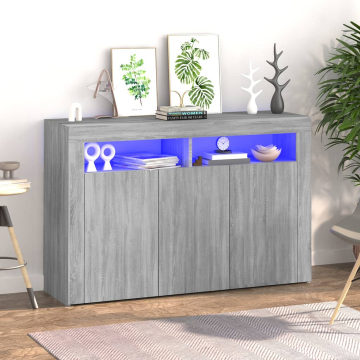 Modern Sideboard with RGB LED Lights in Grey Sonoma - 115.5x30x75 cm - Stylish & Functional Storage Solution - Premium  from Home Treasures - Just £124.99! Shop now at Home Treasures