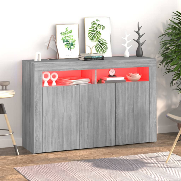 Modern Sideboard with RGB LED Lights in Grey Sonoma - 115.5x30x75 cm - Stylish & Functional Storage Solution - Premium  from Home Treasures - Just £124.99! Shop now at Home Treasures