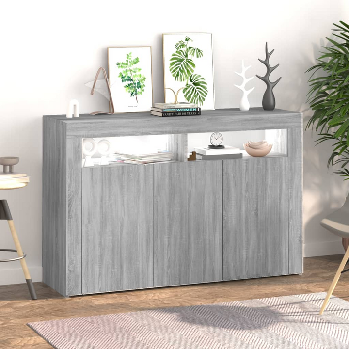 Modern Sideboard with RGB LED Lights in Grey Sonoma - 115.5x30x75 cm - Stylish & Functional Storage Solution - Premium  from Home Treasures - Just £124.99! Shop now at Home Treasures