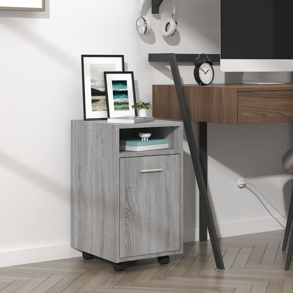 Stylish Grey Sonoma Side Cabinet with Wheels - Mobile Storage Solution - Premium  from Home Treasures - Just £41.99! Shop now at Home Treasures