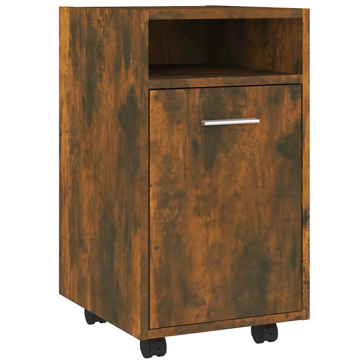 Stylish Side Cabinet with Wheels in a Smoked Oak Finish - Mobile Storage Solution for Home & Office - Premium  from Home Treasures - Just £35.99! Shop now at Home Treasures