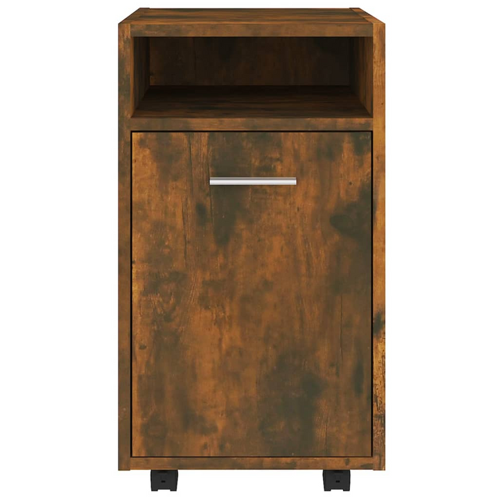 Stylish Side Cabinet with Wheels in a Smoked Oak Finish - Mobile Storage Solution for Home & Office - Premium  from Home Treasures - Just £35.99! Shop now at Home Treasures