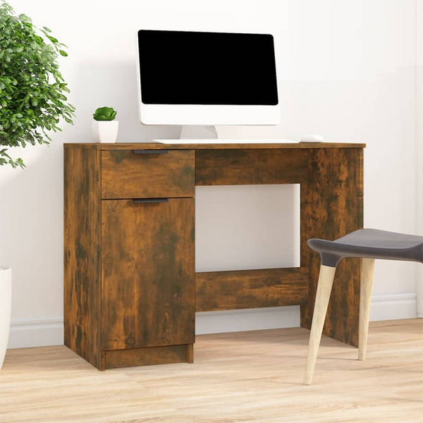 Stylish Work Desk in Smoked Oak Finish - 100 x 50 x 75cm | Sturdy & Practical Design with Ample Storage - Premium  from Home Treasures - Just £81.99! Shop now at Home Treasures