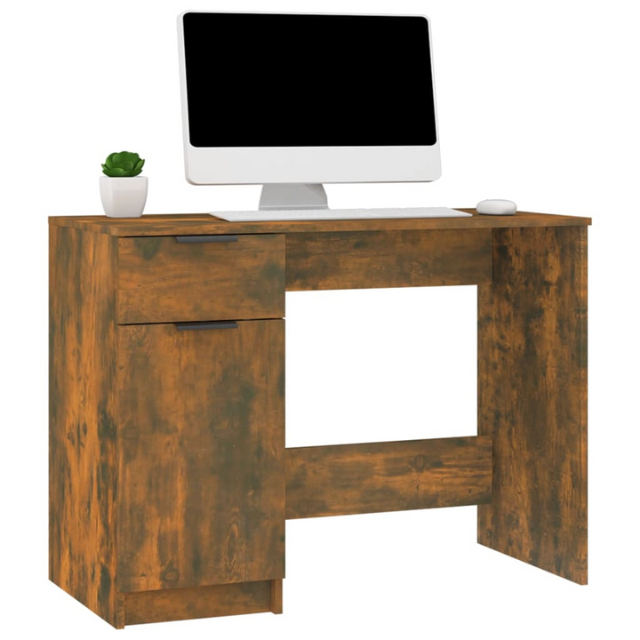 Stylish Work Desk in Smoked Oak Finish - 100 x 50 x 75cm | Sturdy & Practical Design with Ample Storage - Premium  from Home Treasures - Just £81.99! Shop now at Home Treasures