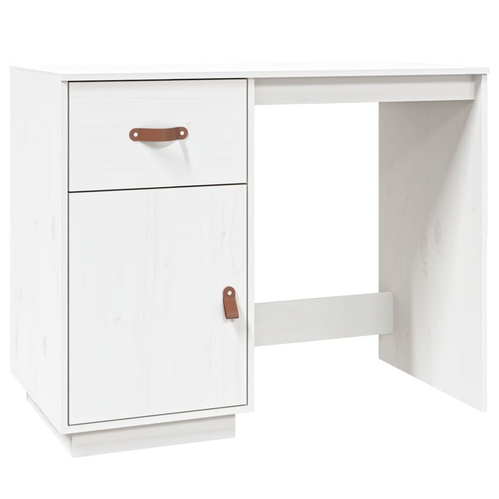 Solid Pine Wood Work Desk in White - Modern & Sleek Design with Ample Storage - 95 x 50 x 75 cm - Premium  from Home Treasures - Just £120.99! Shop now at Home Treasures