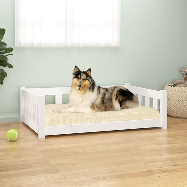 White Solid Pine Dog Bed - 95.5x65.5x28 cm - Premium  from Home Treasures - Just £81.99! Shop now at Home Treasures