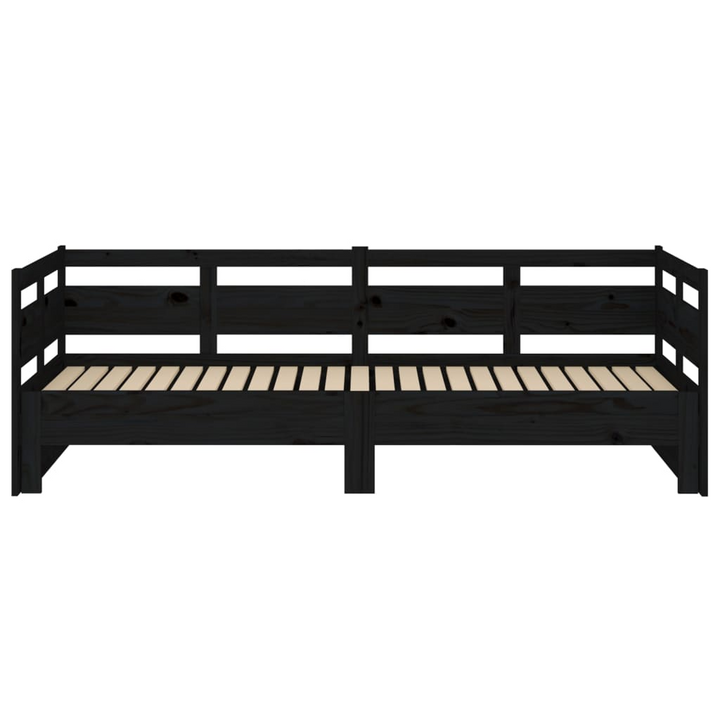 Black Solid Wood Pine Pull-Out Day Bed - 2x(90x190) cm, Space-Saving, Convertible Sofa Bed for Guests - Premium  from Home Treasures - Just £183.99! Shop now at Home Treasures