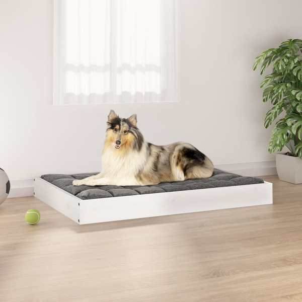 Solid Pine Wood Dog Bed - White, 91.5x64x9 cm - Sturdy & Stylish Comfort for Your Pet - Premium  from Home Treasures - Just £48.99! Shop now at Home Treasures