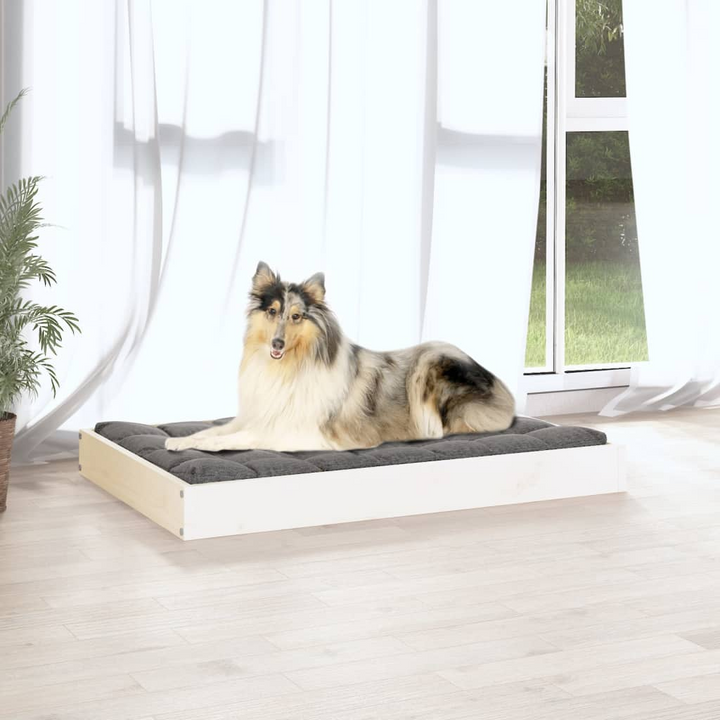 Solid Pine Wood Dog Bed - White, 91.5x64x9 cm - Sturdy & Stylish Comfort for Your Pet - Premium  from Home Treasures - Just £48.99! Shop now at Home Treasures