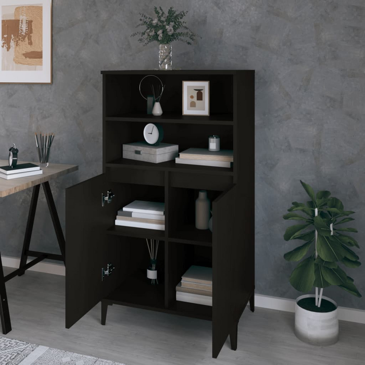 Highboard - Sleek Black 60x36x110 cm Engineered Wood | Modern Storage Solution - Premium  from Home Treasures - Just £96.99! Shop now at Home Treasures