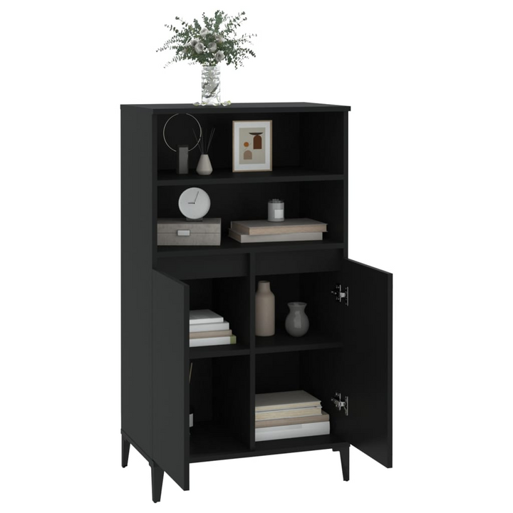 Highboard - Sleek Black 60x36x110 cm Engineered Wood | Modern Storage Solution - Premium  from Home Treasures - Just £96.99! Shop now at Home Treasures