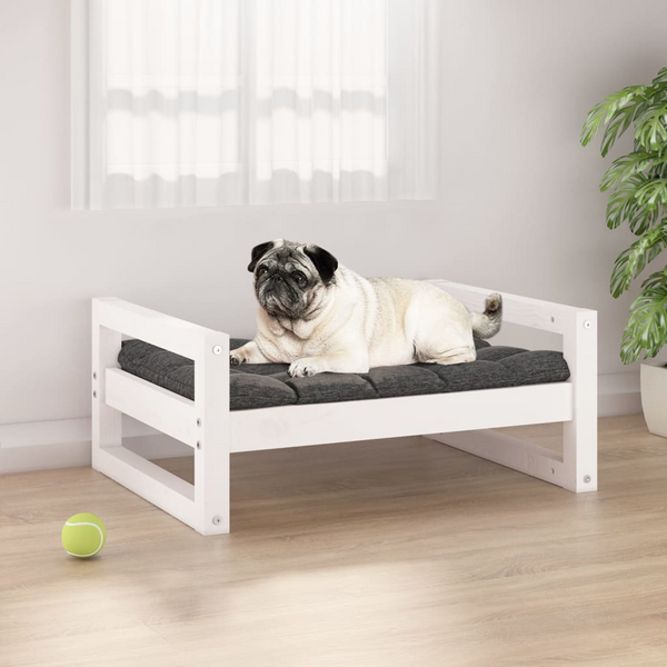 Solid Pine Wood Dog Bed in White, 65.5x50.5x28 cm | Durable & Stylish Pet Furniture - Premium  from Home Treasures - Just £36.99! Shop now at Home Treasures