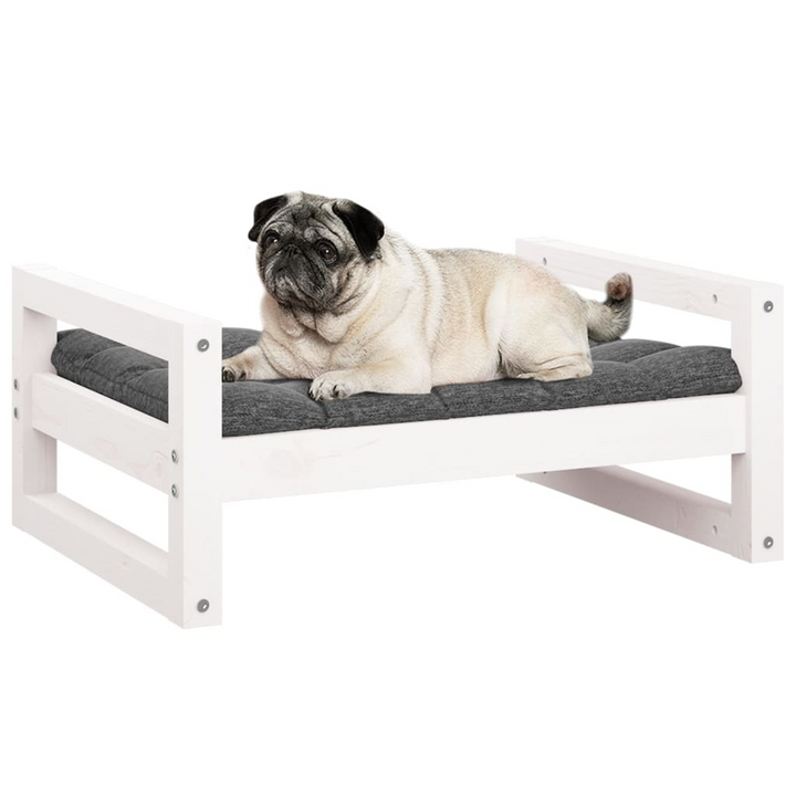 Solid Pine Wood Dog Bed in White, 65.5x50.5x28 cm | Durable & Stylish Pet Furniture - Premium  from Home Treasures - Just £36.99! Shop now at Home Treasures