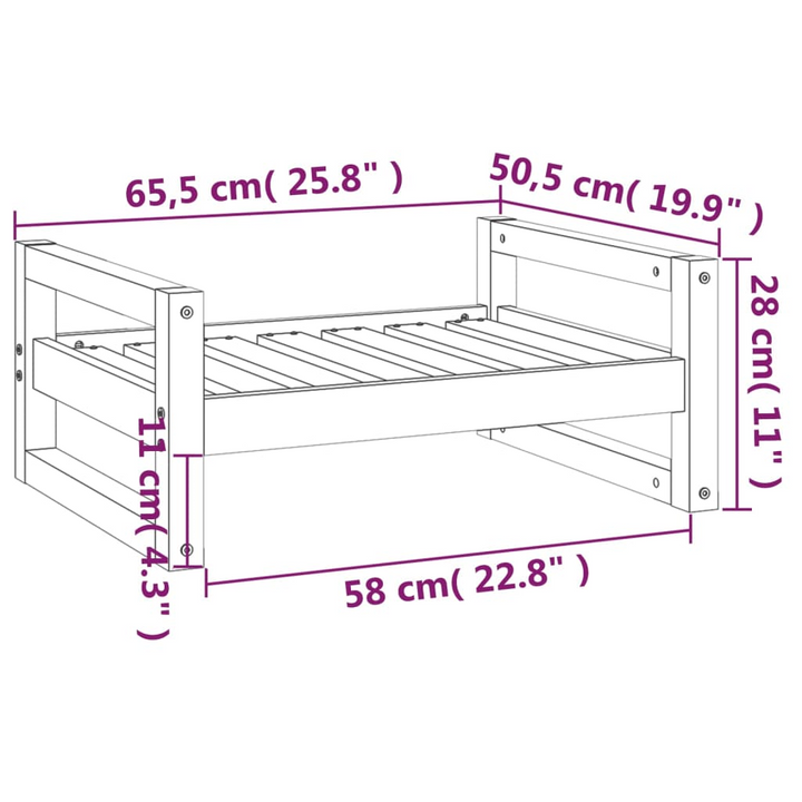 Solid Pine Wood Dog Bed in White, 65.5x50.5x28 cm | Durable & Stylish Pet Furniture - Premium  from Home Treasures - Just £36.99! Shop now at Home Treasures