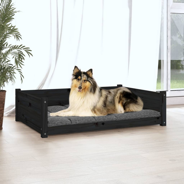 Solid Pine Wood Dog Bed in Black - 95.5x65.5x28 cm | Comfortable & Stylish Pet Furniture - Premium  from Home Treasures - Just £84.99! Shop now at Home Treasures