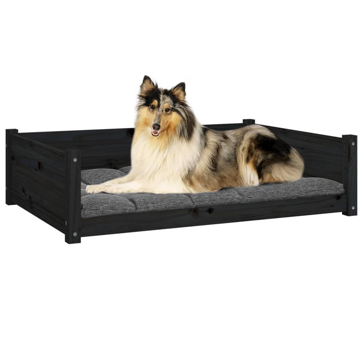 Solid Pine Wood Dog Bed in Black - 95.5x65.5x28 cm | Comfortable & Stylish Pet Furniture - Premium  from Home Treasures - Just £84.99! Shop now at Home Treasures