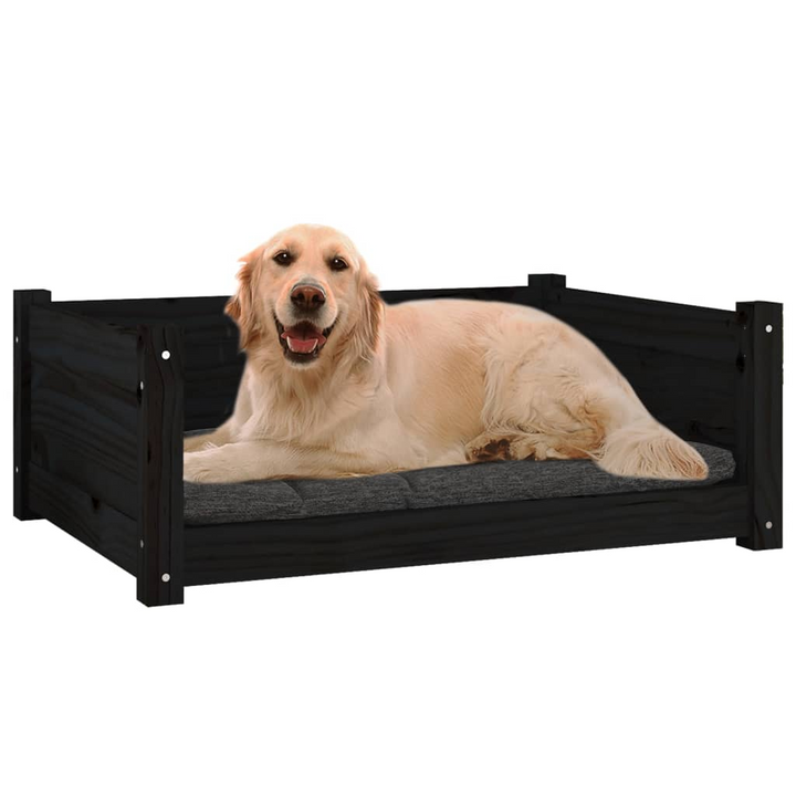 Solid Pine Wood Dog Bed in Black - 75.5x55.5x28 cm - Comfortable & Stylish Pet Furniture - Premium  from Home Treasures - Just £59.99! Shop now at Home Treasures