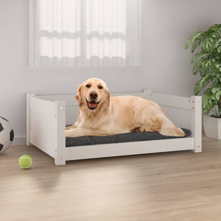 White Dog Bed - Solid Pine Wood, 75.5x55.5x28 cm - Comfortable & Stylish Pet Furniture - Premium  from Home Treasures - Just £66.99! Shop now at Home Treasures