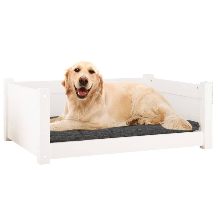 White Dog Bed - Solid Pine Wood, 75.5x55.5x28 cm - Comfortable & Stylish Pet Furniture - Premium  from Home Treasures - Just £66.99! Shop now at Home Treasures