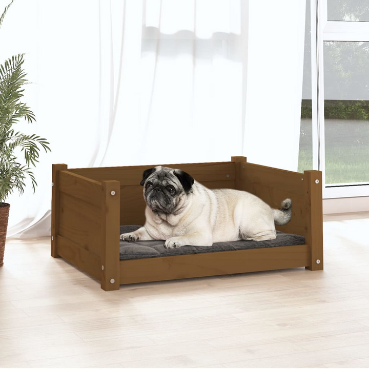 Solid Pine Wood Dog Bed, Honey Brown, 65.5x50.5x28 cm - Comfortable & Stylish Pet Furniture - Premium  from Home Treasures - Just £54.99! Shop now at Home Treasures