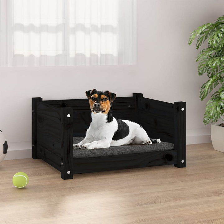 Black Dog Bed - Solid Pine Wood, 55.5x45.5x28 cm - Comfortable & Stylish Pet Lounger - Premium  from Home Treasures - Just £40.99! Shop now at Home Treasures