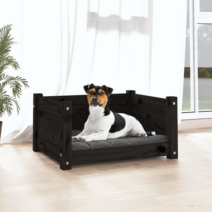 Black Dog Bed - Solid Pine Wood, 55.5x45.5x28 cm - Comfortable & Stylish Pet Lounger - Premium  from Home Treasures - Just £40.99! Shop now at Home Treasures