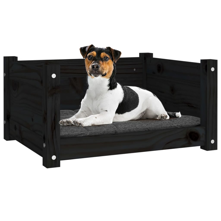 Black Dog Bed - Solid Pine Wood, 55.5x45.5x28 cm - Comfortable & Stylish Pet Lounger - Premium  from Home Treasures - Just £40.99! Shop now at Home Treasures