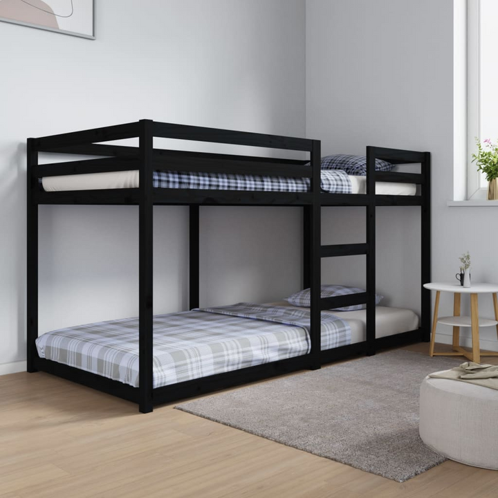 Solid Pine Wood Bunk Bed in Black, Space-Saving Design - 205.5 x 95.5 x 112 cm - Premium Bed from Home Treasures - Just £379.99! Shop now at Home Treasures