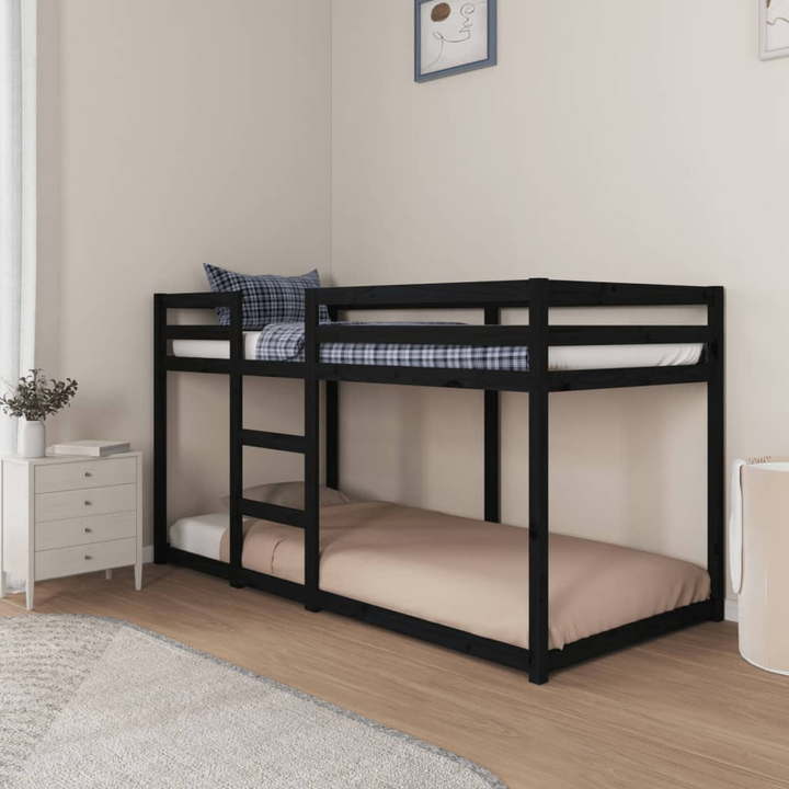 Solid Pine Wood Bunk Bed in Black, Space-Saving Design - 205.5 x 95.5 x 112 cm - Premium Bed from Home Treasures - Just £379.99! Shop now at Home Treasures