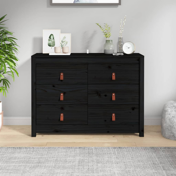 Solid Pine Side Cabinet in Black, 100 x 40 x 72cm - Stylish Storage Solution with Rustic Charm - Premium  from Home Treasures - Just £173.99! Shop now at Home Treasures