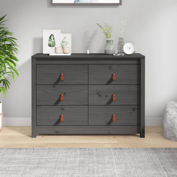 Solid Pine Side Cabinet in Grey, 100 x 40 x 72cm - Rustic Wooden Storage with Drawers - Premium  from Home Treasures - Just £173.99! Shop now at Home Treasures