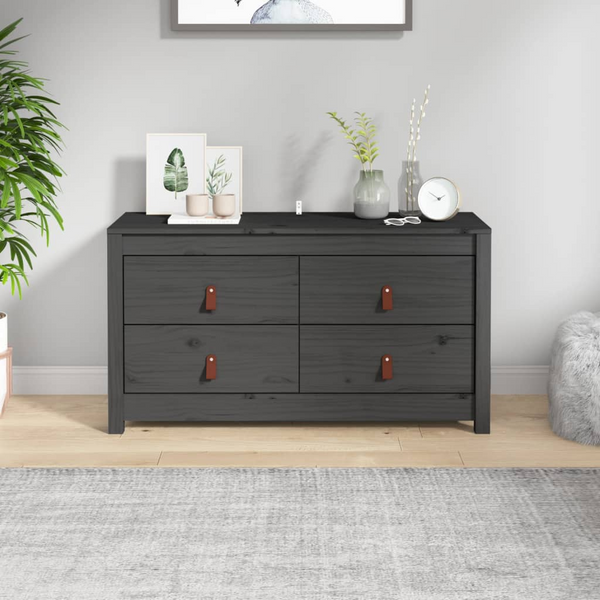 Solid Pine Side Cabinet in Grey - 100 x 40 x 54 cm | Stylish & Practical Storage Solution - Premium  from Home Treasures - Just £140.99! Shop now at Home Treasures