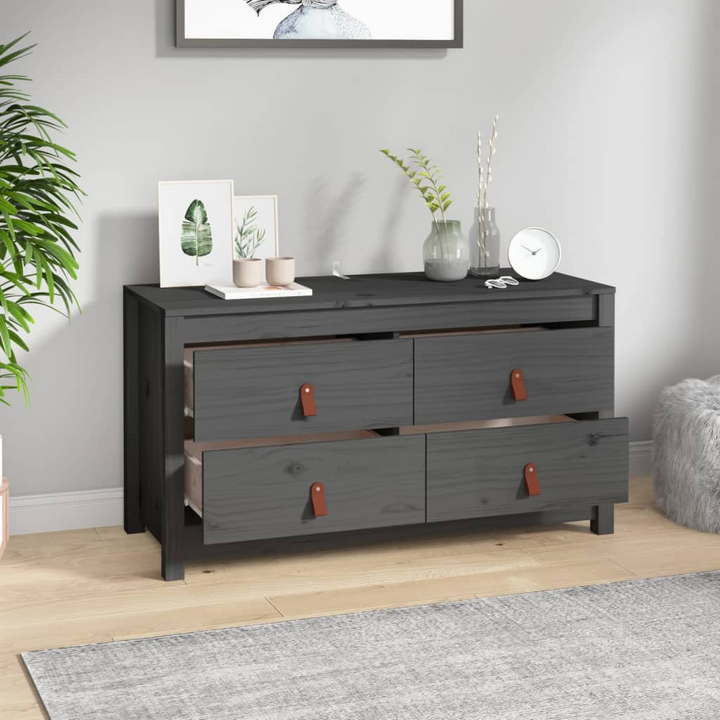 Solid Pine Side Cabinet in Grey - 100 x 40 x 54 cm | Stylish & Practical Storage Solution - Premium  from Home Treasures - Just £140.99! Shop now at Home Treasures