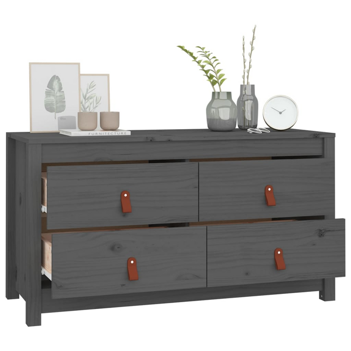 Solid Pine Side Cabinet in Grey - 100 x 40 x 54 cm | Stylish & Practical Storage Solution - Premium  from Home Treasures - Just £140.99! Shop now at Home Treasures