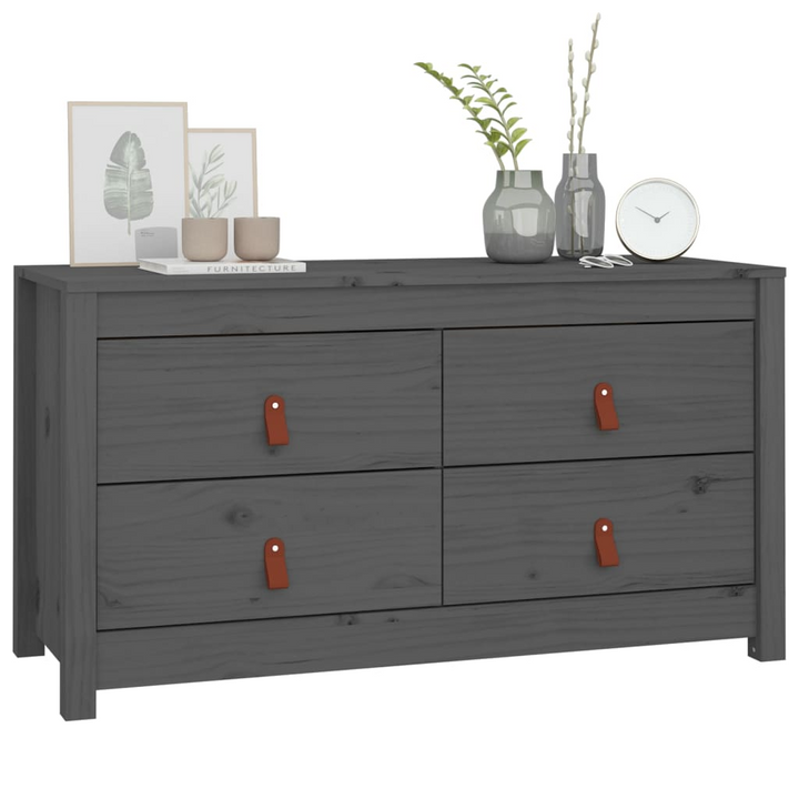 Solid Pine Side Cabinet in Grey - 100 x 40 x 54 cm | Stylish & Practical Storage Solution - Premium  from Home Treasures - Just £140.99! Shop now at Home Treasures