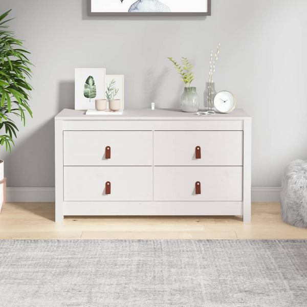 Solid Pine Side Cabinet in White | 100x40x54cm | Rustic Storage Solution - Premium  from Home Treasures - Just £144.99! Shop now at Home Treasures