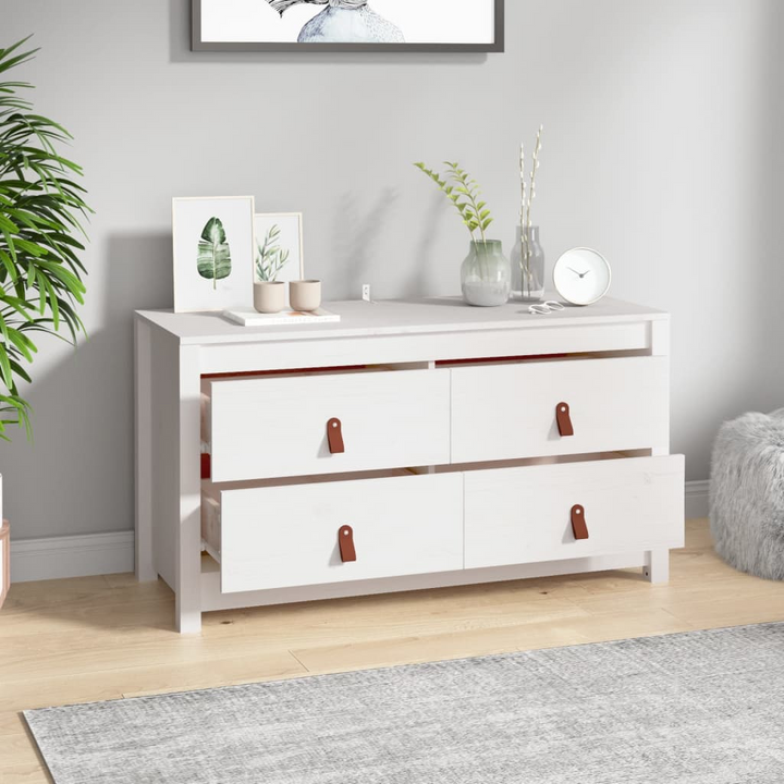 Solid Pine Side Cabinet in White | 100x40x54cm | Rustic Storage Solution - Premium  from Home Treasures - Just £144.99! Shop now at Home Treasures