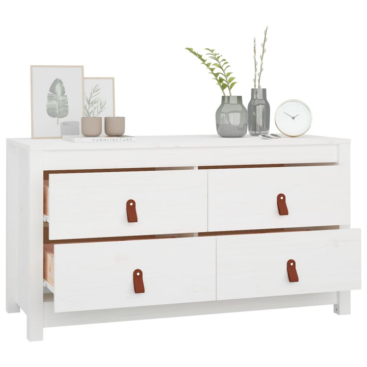 Solid Pine Side Cabinet in White | 100x40x54cm | Rustic Storage Solution - Premium  from Home Treasures - Just £144.99! Shop now at Home Treasures