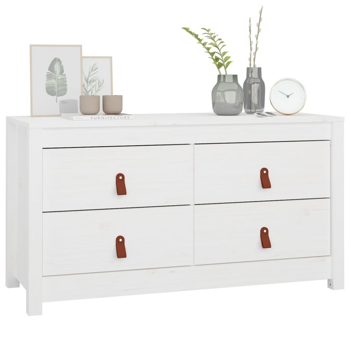 Solid Pine Side Cabinet in White | 100x40x54cm | Rustic Storage Solution - Premium  from Home Treasures - Just £144.99! Shop now at Home Treasures