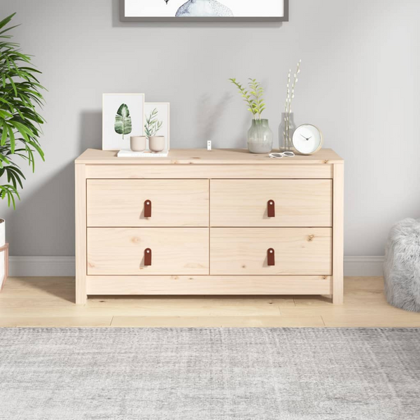 Solid Pine Side Cabinet (Natural) | 100 x 40 x 54cm | Rustic Design & Ample Storage - Premium  from Home Treasures - Just £111.99! Shop now at Home Treasures