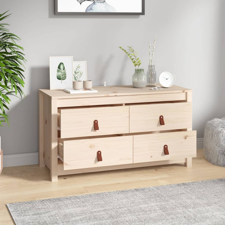 Solid Pine Side Cabinet (Natural) | 100 x 40 x 54cm | Rustic Design & Ample Storage - Premium  from Home Treasures - Just £111.99! Shop now at Home Treasures