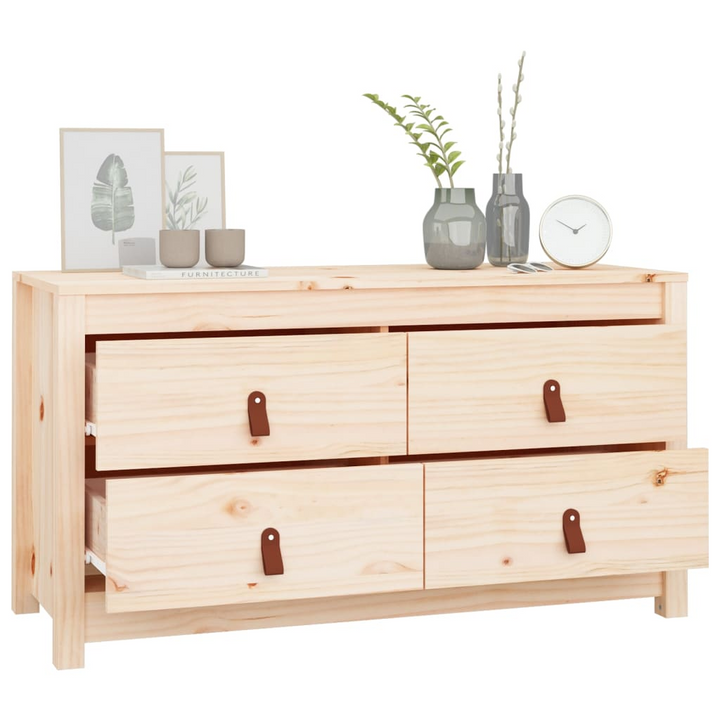 Solid Pine Side Cabinet (Natural) | 100 x 40 x 54cm | Rustic Design & Ample Storage - Premium  from Home Treasures - Just £111.99! Shop now at Home Treasures