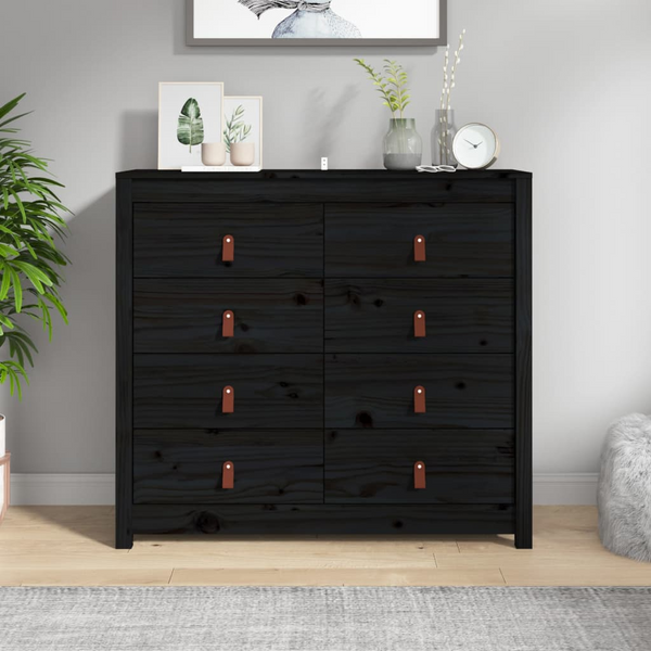 Elegant Solid Pine Side Cabinet in Black - Ample Storage & Rustic Charm - Premium  from Home Treasures - Just £222.99! Shop now at Home Treasures