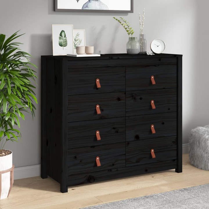 Elegant Solid Pine Side Cabinet in Black - Ample Storage & Rustic Charm - Premium  from Home Treasures - Just £222.99! Shop now at Home Treasures