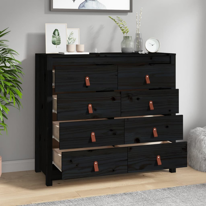 Elegant Solid Pine Side Cabinet in Black - Ample Storage & Rustic Charm - Premium  from Home Treasures - Just £222.99! Shop now at Home Treasures