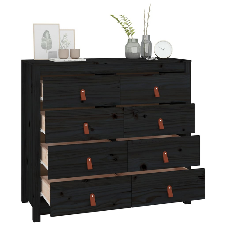 Elegant Solid Pine Side Cabinet in Black - Ample Storage & Rustic Charm - Premium  from Home Treasures - Just £222.99! Shop now at Home Treasures