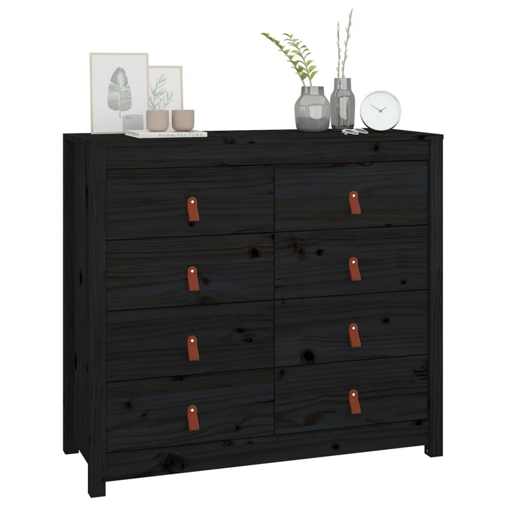 Elegant Solid Pine Side Cabinet in Black - Ample Storage & Rustic Charm - Premium  from Home Treasures - Just £222.99! Shop now at Home Treasures