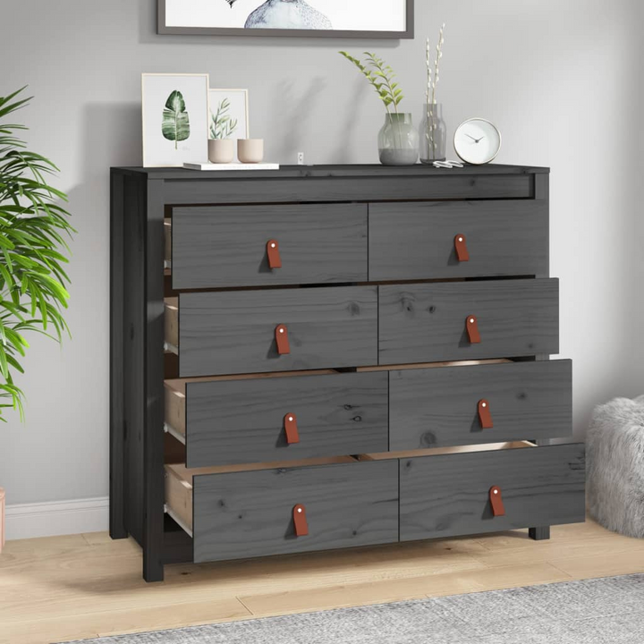 Elegant Solid Pine Side Cabinet in Grey - Ample Storage and Rustic Charm - Premium  from Home Treasures - Just £243.99! Shop now at Home Treasures