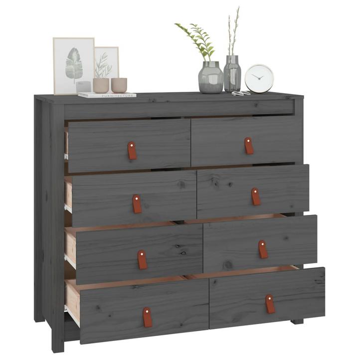 Elegant Solid Pine Side Cabinet in Grey - Ample Storage and Rustic Charm - Premium  from Home Treasures - Just £243.99! Shop now at Home Treasures